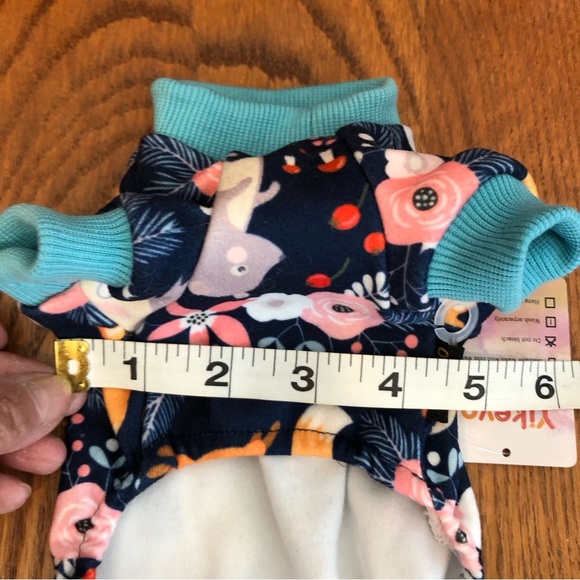 🌈 6/$60, NWT, Yikeo Dog Onesie, Fox Theme, Blue/Pink, Floral, XSmall - Picture 2 of 7